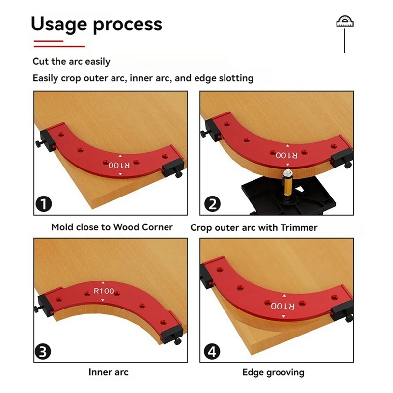 NEW-Inner/Outer Corner Large Arc Mold Electric Router Slotting Template Woodworking Curved Angle Chamfering Template Tools