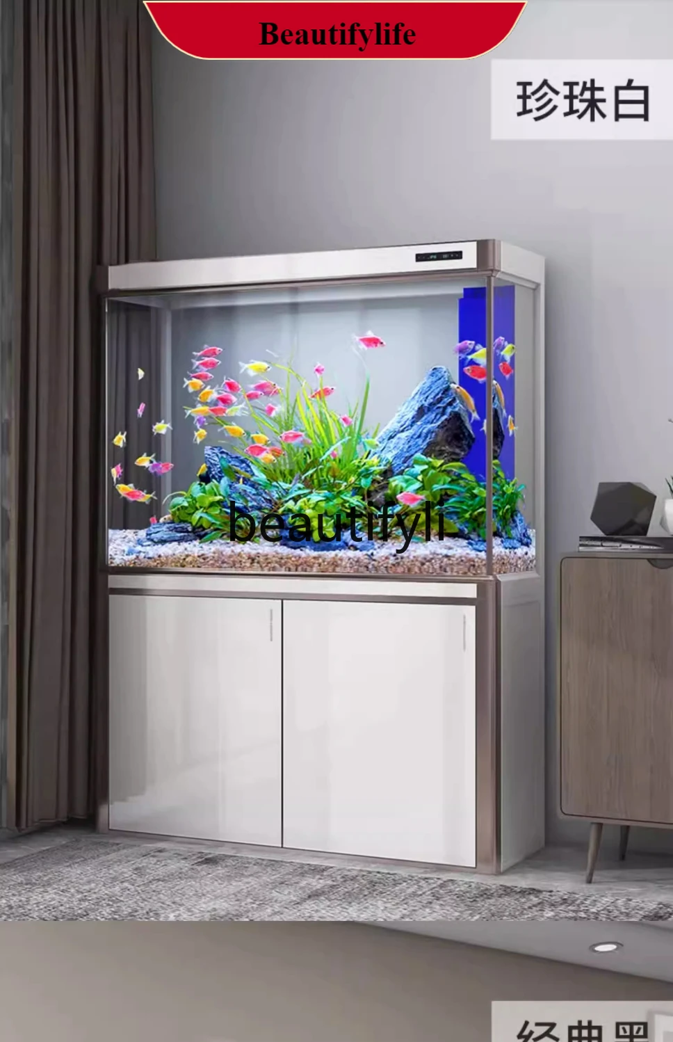 

Fish tank glass box, living room ecological tank bottom filter, household tank free of water change A