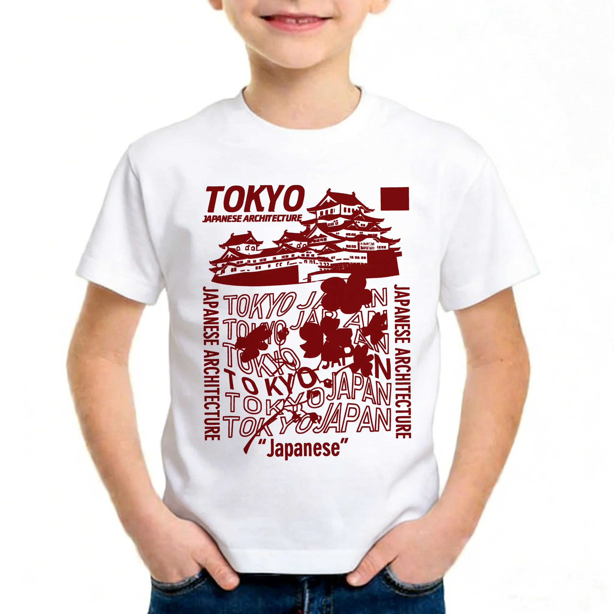 Harajuku Japanischer Stil, Tokio-Design, lustige T-Shirts, kurzärmeliges Kinder-T-Shirt für Jungen und Mädchen, Sommer, Frühling, lässiges Top-T-Shirt