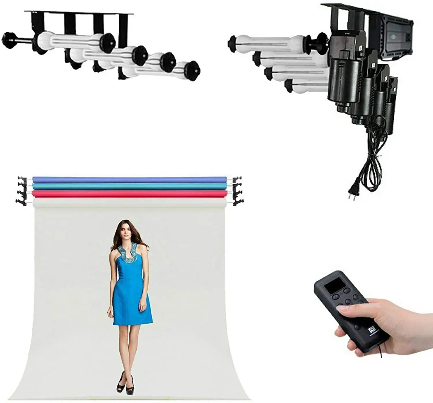 4 Roller Support System Electric Photography Background Ceiling Bracket Home Studio Live Stream
