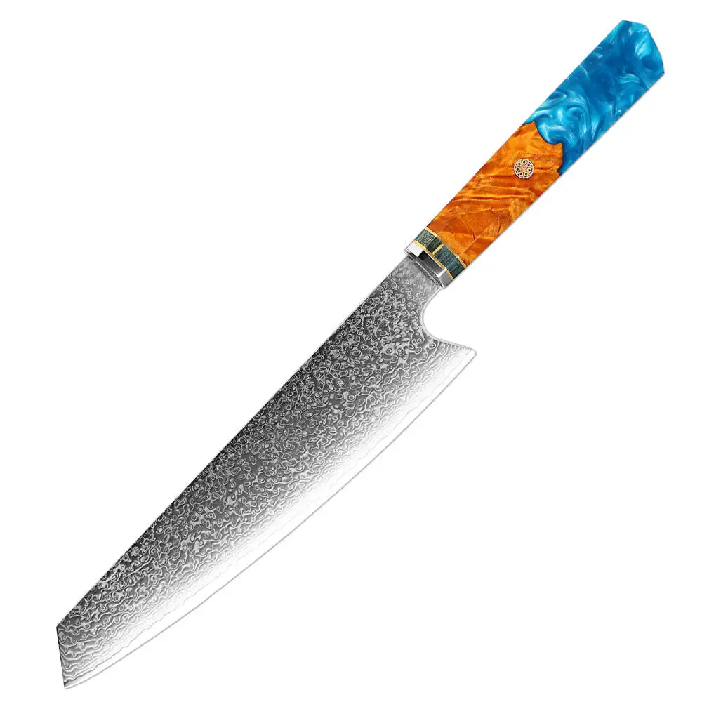 

8 Inch Kiritsuke Chef Knife Damascus Steel Kitchen Knife Resin Stabilized Wood Handle Cooking Knife for Meat Vegetable Cutting