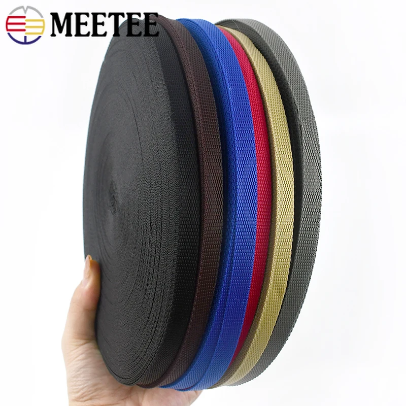 Meetee 1roll=45M 10mm Polypropylene PP Webbing Ribbon Bag Belt Strap for Garment Sewing Tapes Accessories DIY Craft