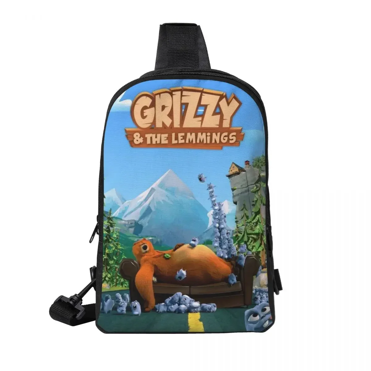 

Рюкзак через плечо Grizzy N Lemmings, нагрудная сумка на ремне, регулируемый дорожный походный рюкзак, уличный рюкзак для женщин и мужчин