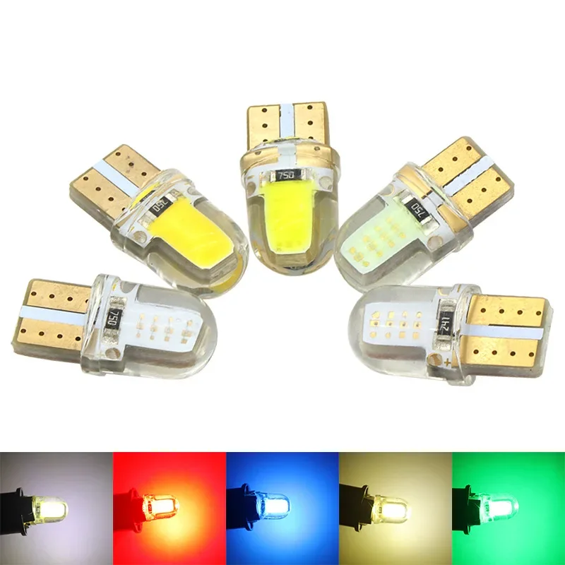5PCS 12V T10 W5W BULB LED License Plate Lamp COB T10 LED Canbus Clearance Lamp Led Parking Lights Automobile Lights Accessories