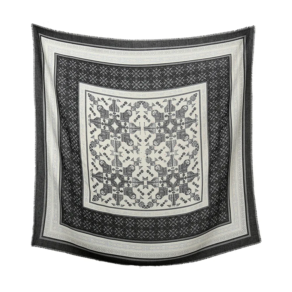 Geometric Snowflake Square Scarf, Cotton Linen Soft Summer Wrap, Versatile Sun Protection Shawl, Women's Decorative