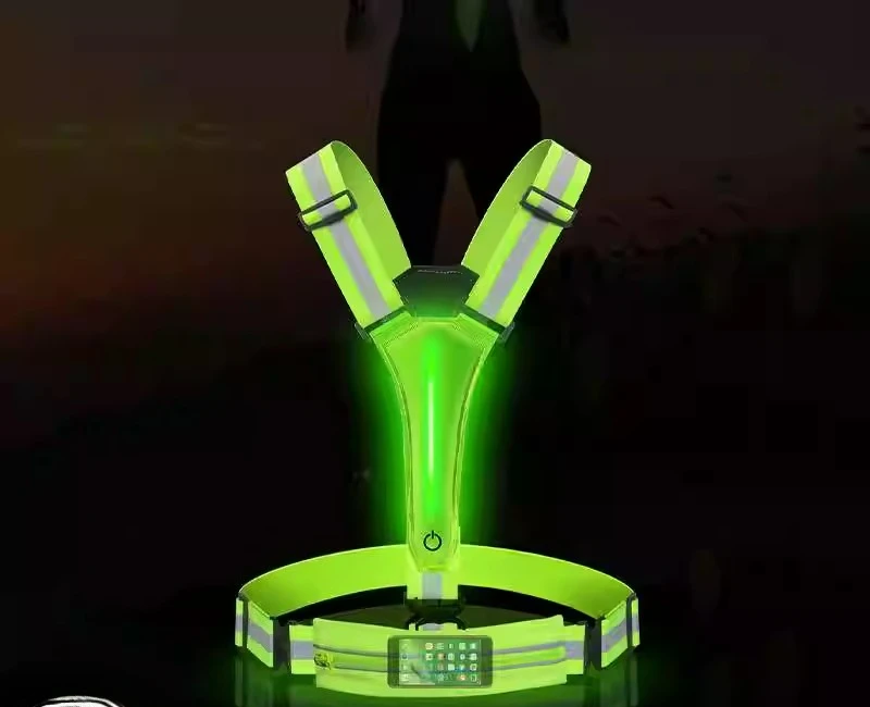 Outdoor LED Adjustable Running Chest Bag Sports Waterproof Luminous Vest Night Running Cycling Reflective Vest