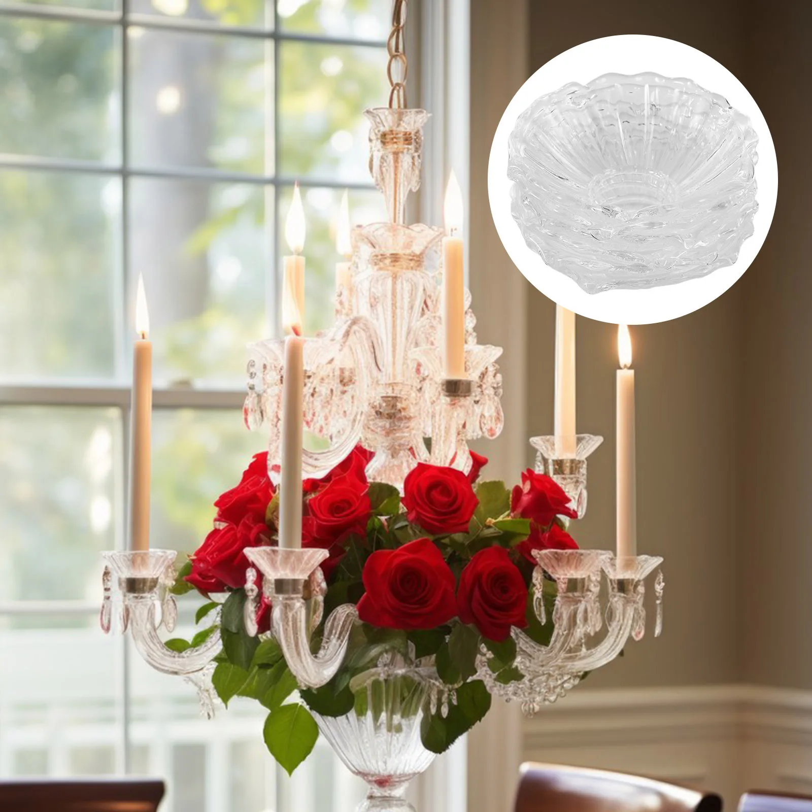 

6Pcs Clear Glass Drip Protectors Wax Catcher Reusable Decorative Holders for Taper Candles Home Decoration