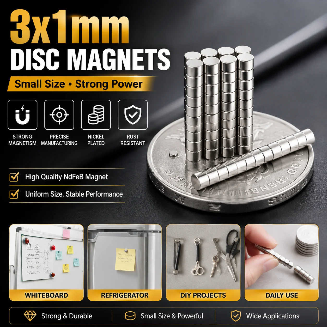 50/100PCS 3X1MM 8X1MM Small Disc Magnets Micro Round Magnets For Precision Repair DIY Crafts Models Office Electronics Tools