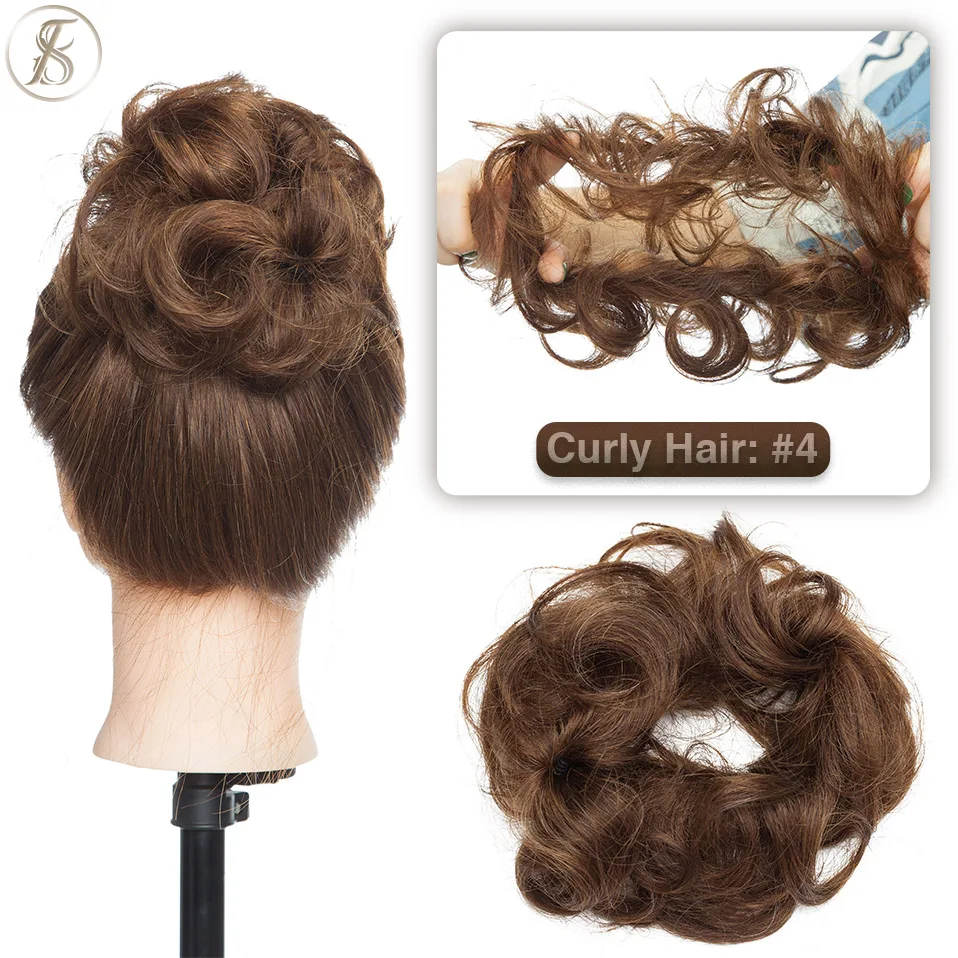 TESS 17g/23g Haar Brötchen Chignon 100% Menschliches Haar Lockiges Haar Elastische Donut Pferdeschwanz-haar Extensions Wrap natürliche Farbe Haarteil – Detail 23