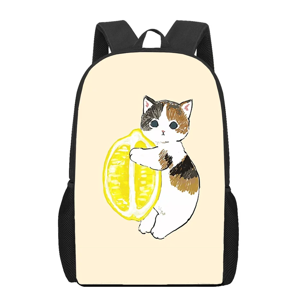 Cute Lovely Cat Food Animals 3D Print School Bag Set for Teenager Girls Primary Kids Book Bags Children Satchel Mochila Infantil