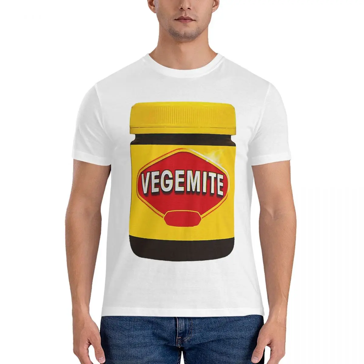 Vegemite تي شيرت للرجال القطن المتضخم تي شيرت الرجال قصيرة الأكمام طاقم الرقبة ملابس الصيف بلايز S-6XL