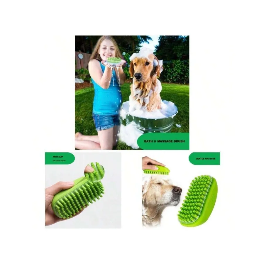 

【New Arrival】Soft Silicone Dog Bath Brush, Gentle Massage & Shampoo Brush for Dogs Cats, Non-Slip Handle, Ideal for Bathing and Grooming