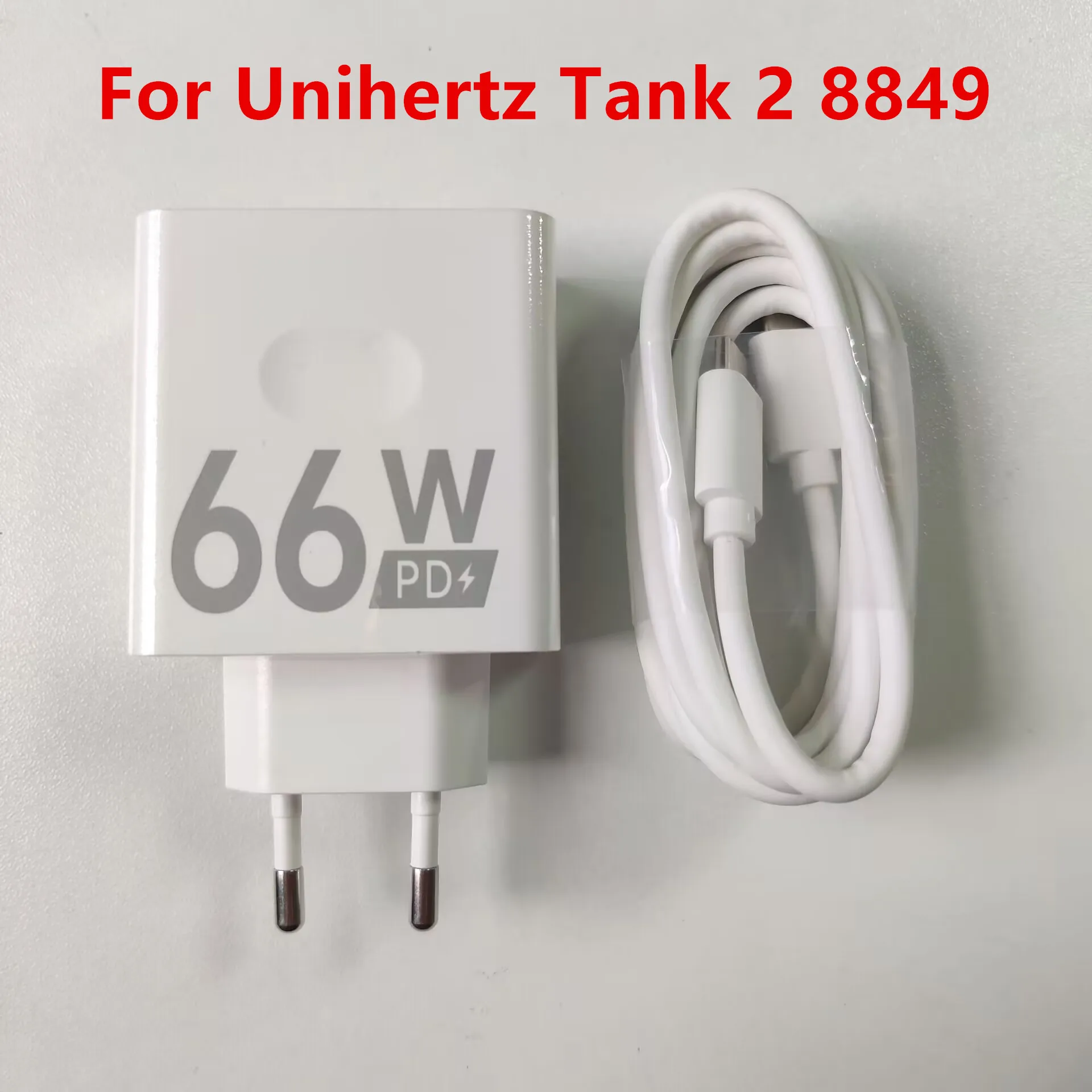 For Unihertz Tank 2 8849 Phone Bundle Set with 66W Power Fast Charger Adapter EU Plug+Type-C USB Cable Wire Line