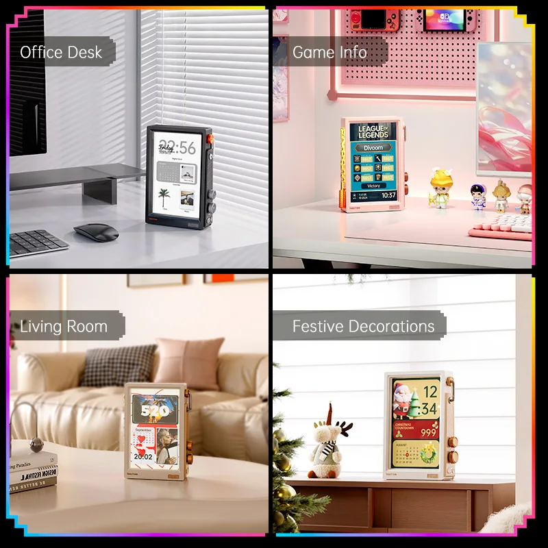 إطار Divoom Times مقاس 10.1 بوصة ساعة رقمية ذكية |   Pixel Art DIY، مخزون التشفير، الطقس والتقويم |   إعداد مكتب الهدايا التقنية