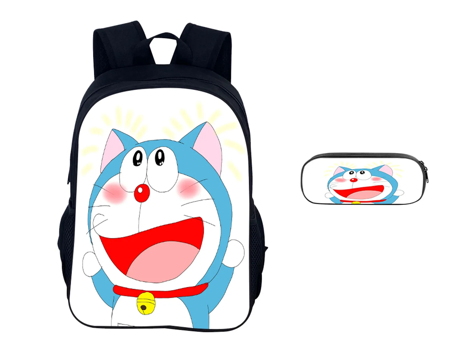 Children Doraemon Cartoon Knapsack and Pencil Case 2Pcs Set-Lightweight Cute Backpack for Student
