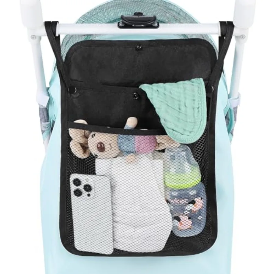Universal Stroller Organizer, Mesh Bag Fits for Uppababy, Nuna, Britax, Doona Strollers, Non-Slip Adjustable Stroller Mesh Carg