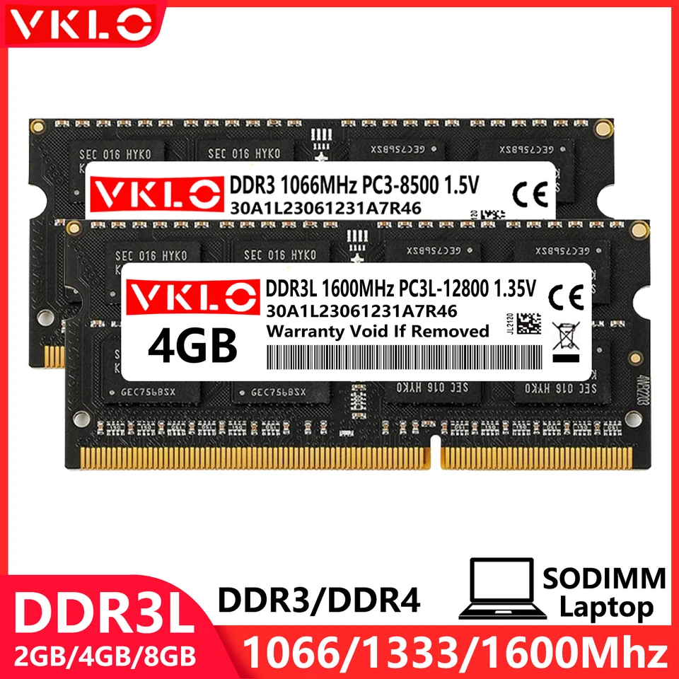 DDR3/DDR4 ノートPCメモリ 4GB 8GB 16GB SODIMM 1600MHz