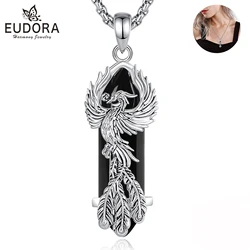 Eudora Phoenix Twining Hexagonal Obsidian Prismatic Necklace Punk Healing Stone Crystal Pendant personality Jewelry Women Gift