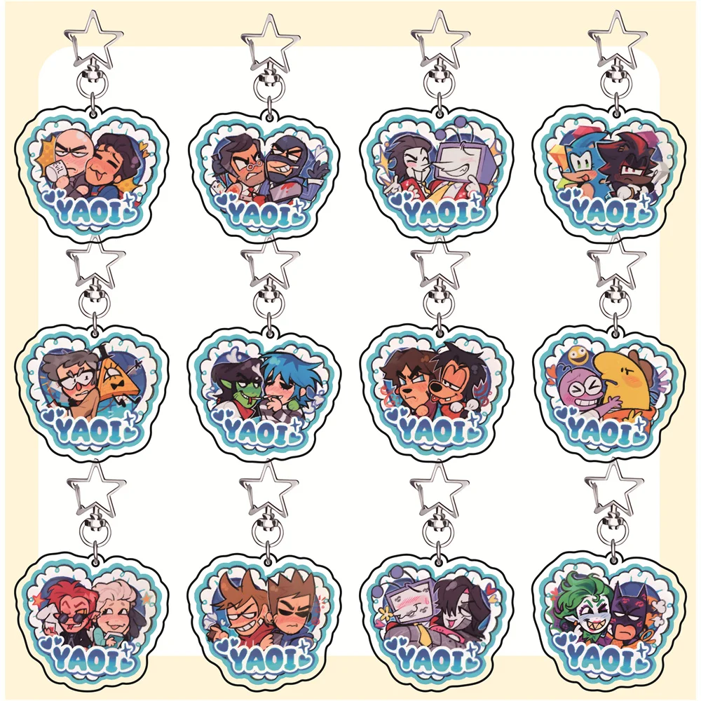 Multi-Fandom Yaoi-Paar 6cm Acryl-Schlüsselanhänger Verschiedene IP-Charaktere Figuren Anime-Anhänger Taschenanhänger Sammlerstück Fan-Geschenk