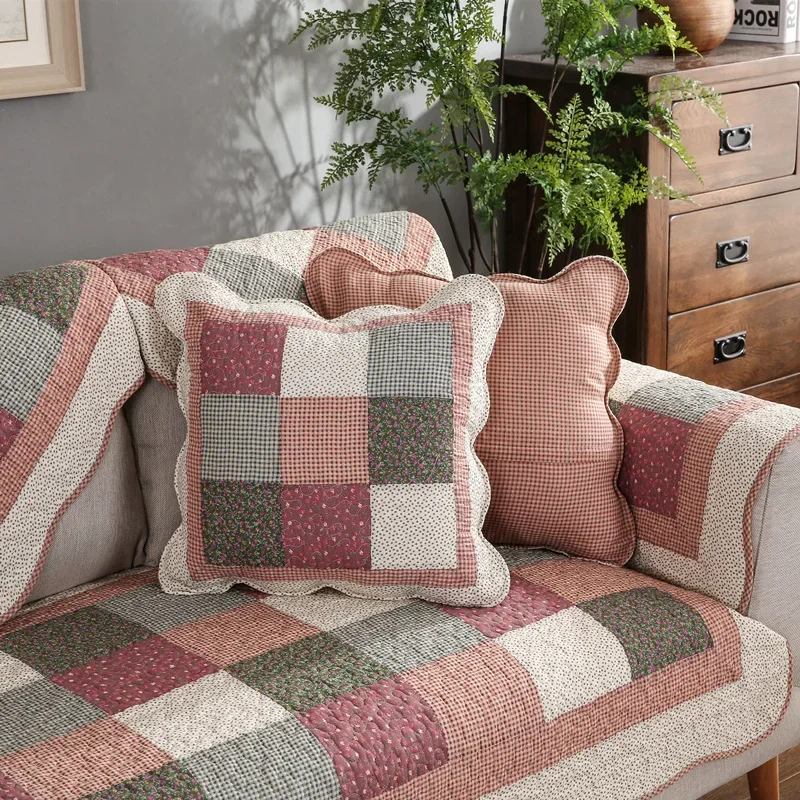 Embroidered Cotton Washed Sofa Cushion Four Seasons Universal Non-slip Cotton Fabric Living Room Sofa Cover