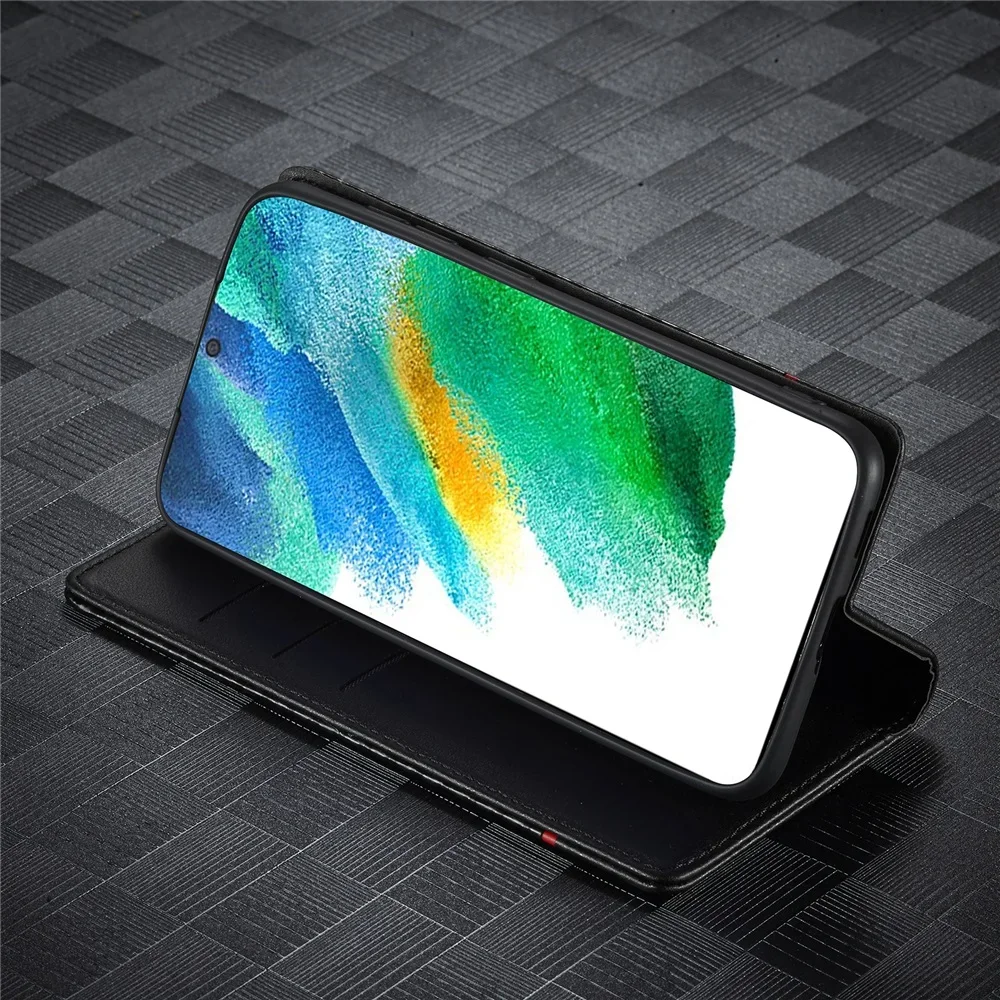 Leather Case for Samsung Galaxy S26 S25 S24 S23 S22 S21 S20 Ultra FE Plus Flip Cover A17 A16 A56 A55 A54 A36 A35 Carbon Pattern