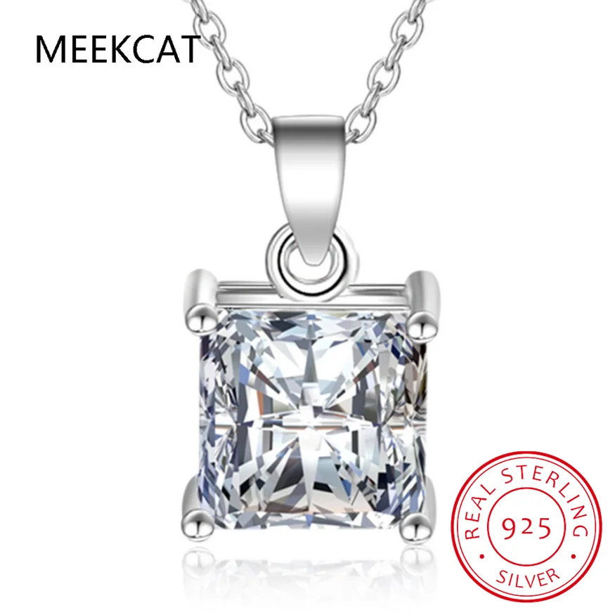 

1 Carat Square Cushion Cut Halo Moissanite Pendant Necklace For Women 925 Sterling Silver Dazzling Wedding Bridal Jewelry