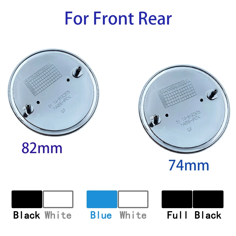 2 piezas de emblemas/logotipos cromados de 74mm y 82mm para capó, maletero, parte delantera y trasera, accesorios para BMW E46 E39 E38 E90 E60 Z3 Z4 X5 X6