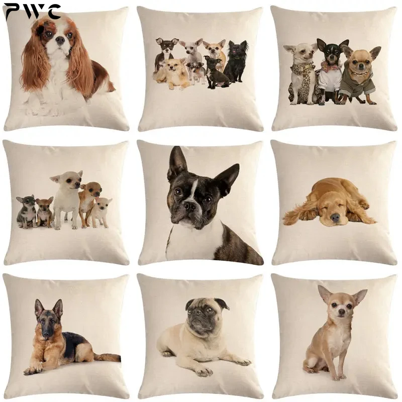 

1 Pcs Pug Pet Dog Pattern Cotton Linen Throw Pillow Cushion Cover Car Home Sofa Bed Decorative Pillowcase Funda Cojin