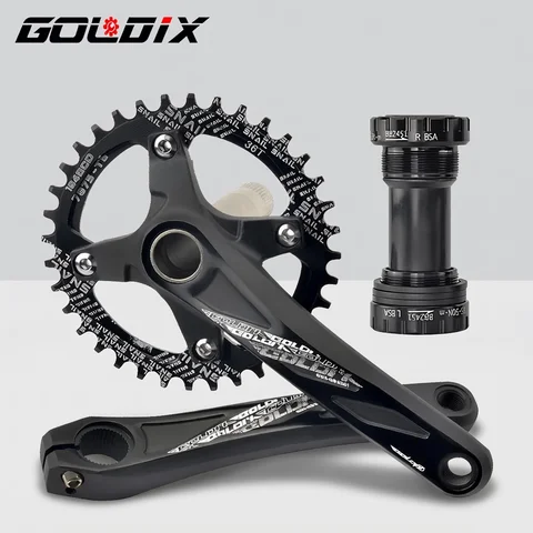 170mm Crankset MTB GOLDIX 104BCD MTB Crankset 165mm 170mm 175mm crank Round/Oval chainring 32T/34T/36T/38T Narrow Wide Teeth Sprocket for Mountain