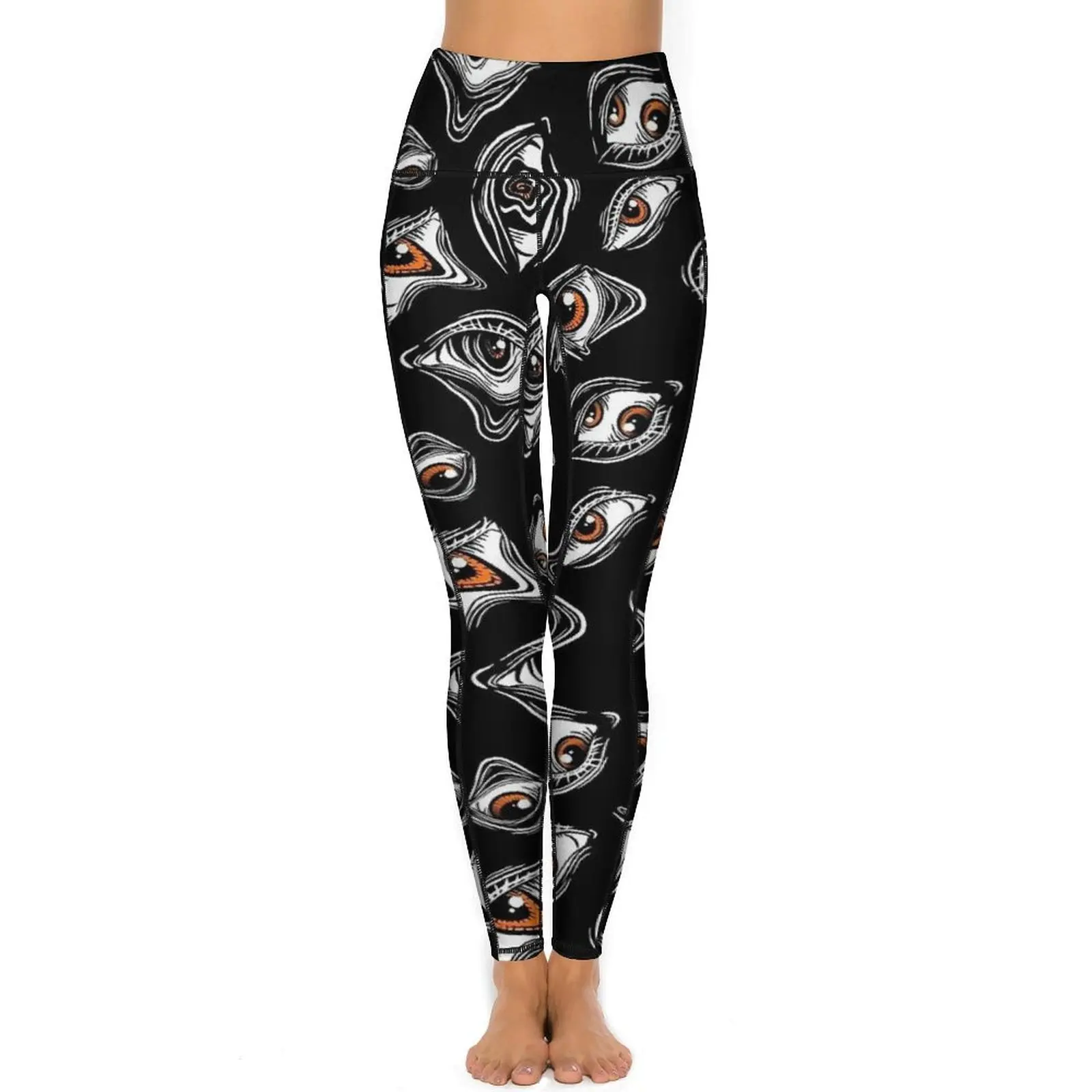 Abstrato mau olhado calças de yoga sexy trippy olhos gráficos leggings cintura alta correndo leggins feminino casual estiramento esportes collants