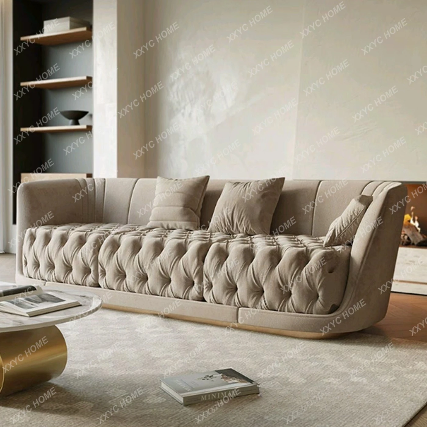 

Кремовый диван ML Cream Wind из двойной ткани для небольшой квартиры, легкий и роскошный, для гостиной, простой, прямой, для отдыха.