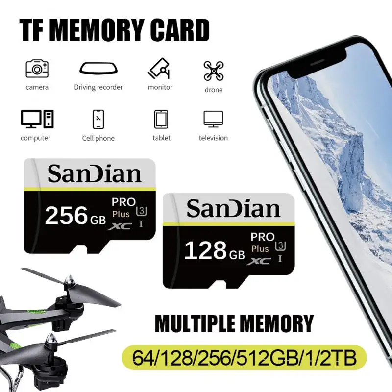 Original Micro Card 2TB High Speed TF Card 1TB SD Memory Card For Phone Security Protection Flash Card Give Card Reader