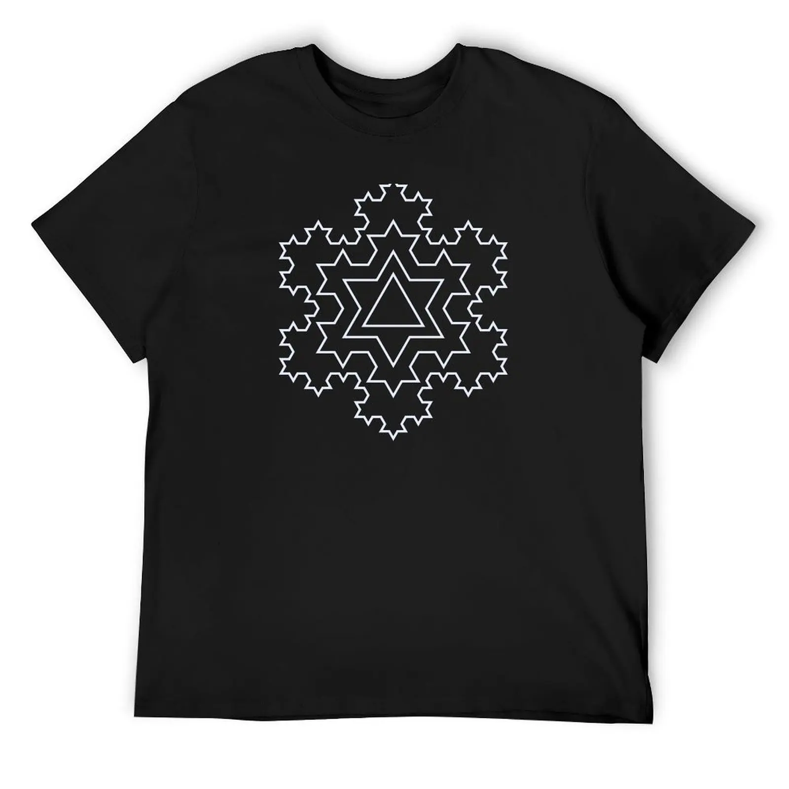 Koch Snowflake Fractal - White Outline T-Shirt vintage graphic tee anime t shirts cotton graphic tees Men's t-shirt