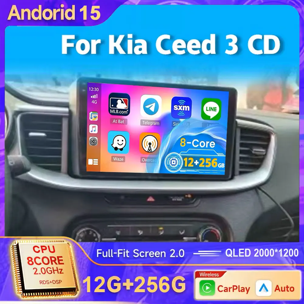 

Android 15 Car Radio Carplay+Auto For Kia Ceed 3 CD 2018 2019 2020 2021 2022 Navigation GPS Multimedia Video Player Stereo WiFi