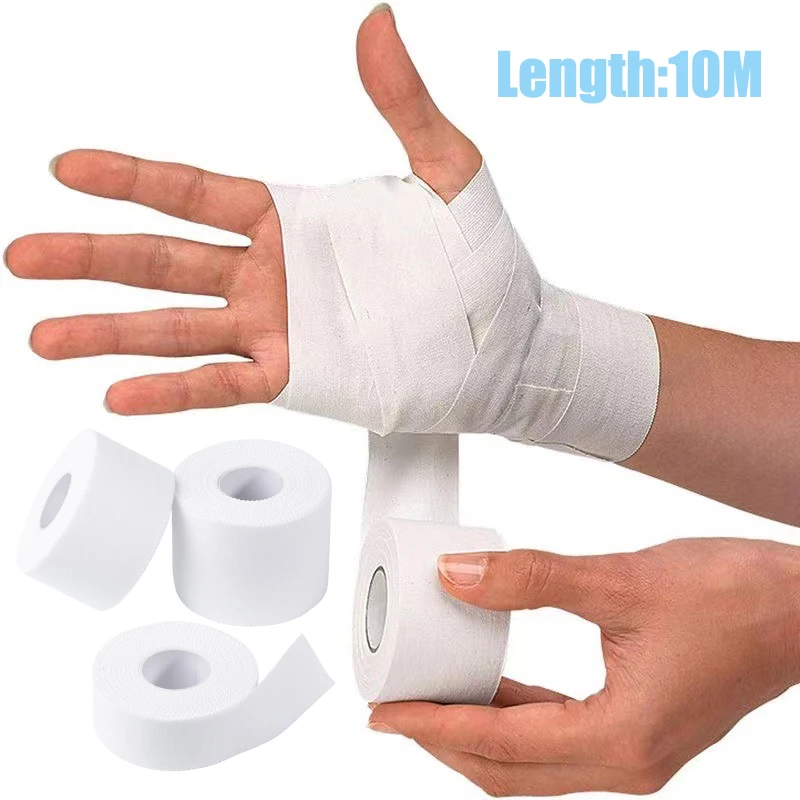 2.5/3.8/5 سنتيمتر 10 متر الرياضة الرياضية مقاوم للماء القطن الأبيض الملاكمة لاصق سلالة إصابة دعم الرياضة ملزمة ضمادة #2