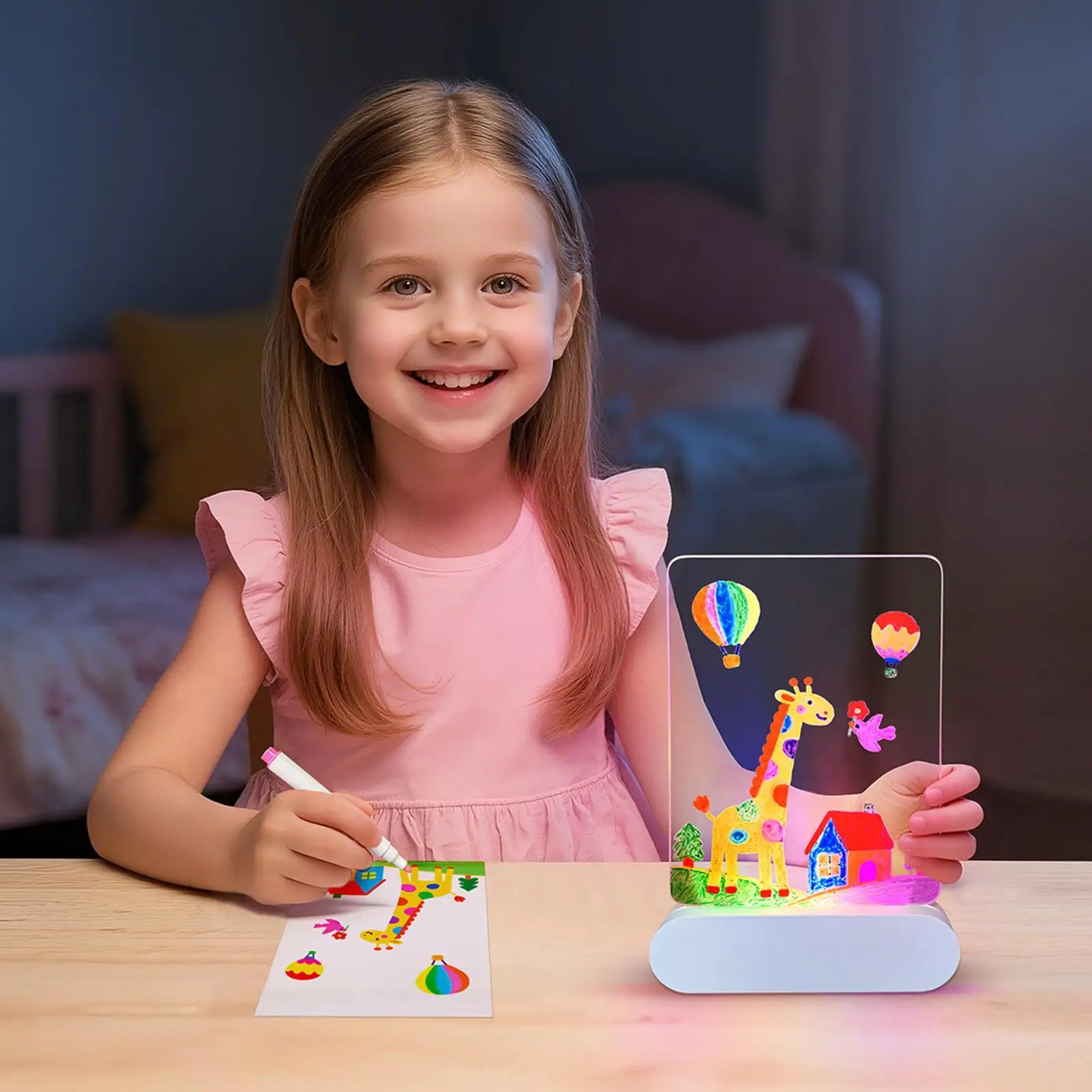 LED 드로잉 보드 LED 3D 충전식 지우기 장난감 재사용 가능한 아크릴 드로잉 보드 소년 소녀 청소년 가정 학교 사무실 여행용