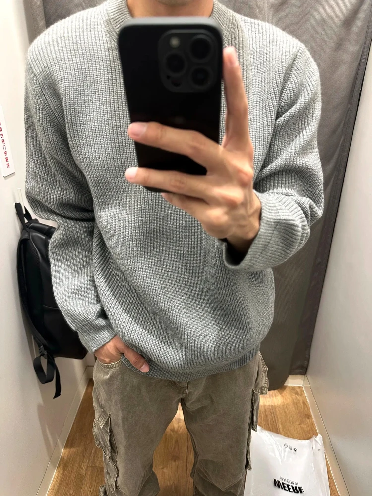 

Мужской трикотаж Cleanfit ey, осенне-зимний круглый свитер Ne, американский ретро, внутренняя одежда, повседневная свободная посадка, длинный све