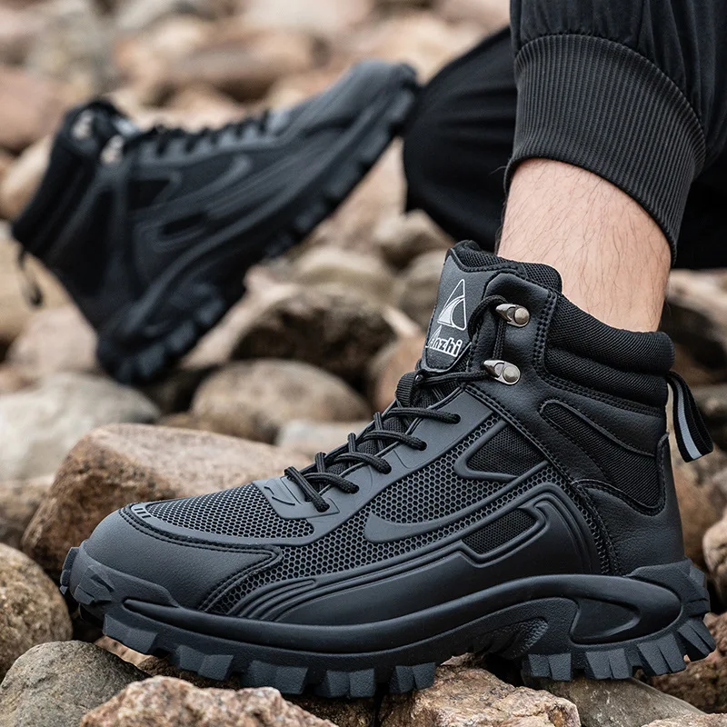 mens casual work boots breathable steel toe caps shoes worker safety boot lightweight tooling security ankle botas protection