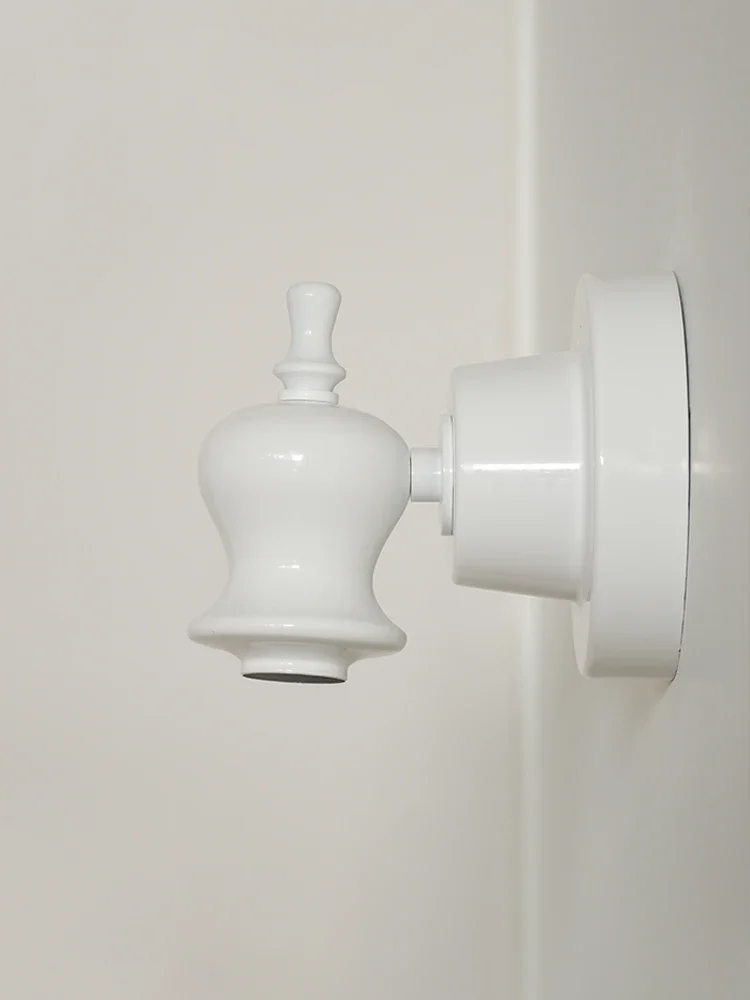 Vintage estilo medieval mini lâmpada de parede, lâmpada sala, prata e branco