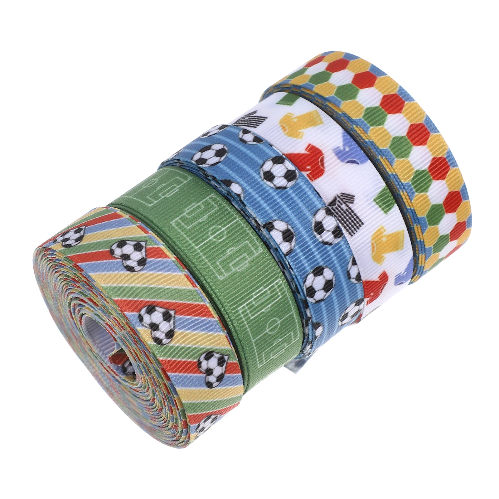 

5pcs Soccer Party Decoration Belt Sports Ribbon for Football Ribbons Themed Bow Making Crafts Wired Decorations