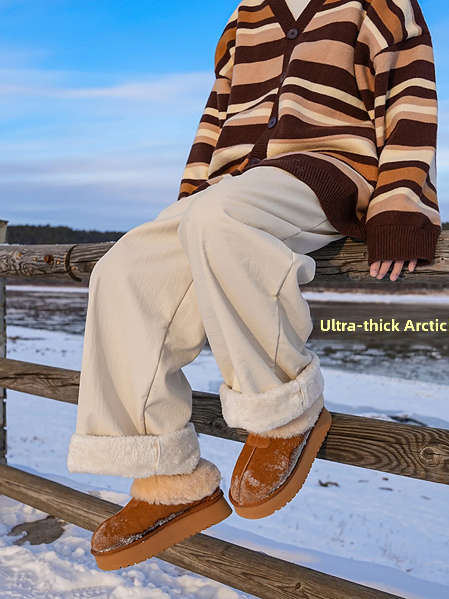 

Ultra-Thi Fce-Lined Casual Straight Leg Ski Pants Men's Winter Warm Cotton Trousers Loose Wide Leg Casual Sports Snowboa...