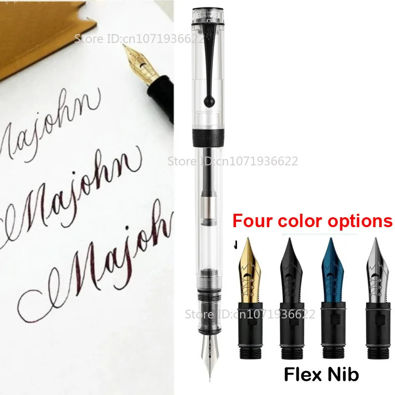 Amazing JINHAO 100 Centennial Fountain Pen EF F M Flex Nib Black Clip Transparent Business Stationery School Office Supplies