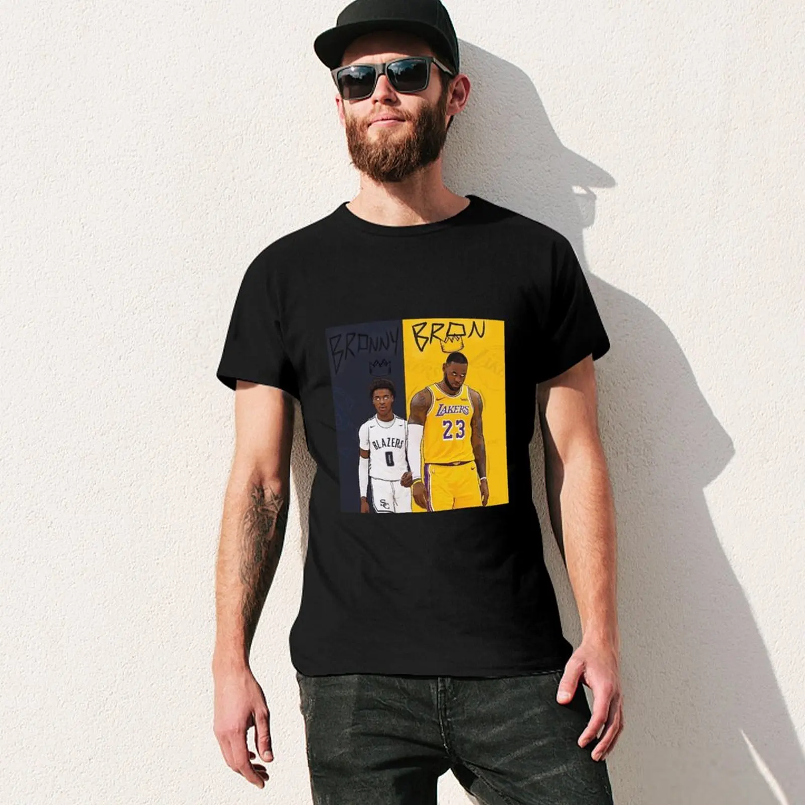 تي شيرت Fan of Bronny لصيف 2025 تي شيرت كبير الحجم قمصان جرافيك للرجال تي شيرت كبير الحجم للرجال #3