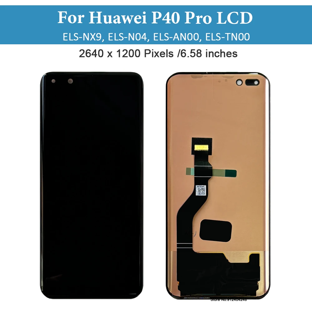 6.58'' Original For Huawei P40 Pro LCD Touch Screen Digitizer Assembly For Huawei P40Pro Display ELS-NX9 Repair Replacement Part