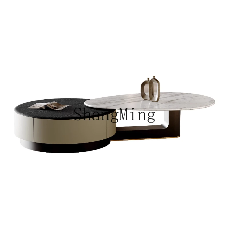 

FG natural luxury stone coffee table retractable storage living room home simple light luxury marble coffee table