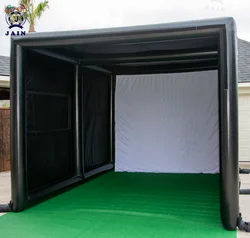 Outdoor Inflatable Golf Simulator Enclosure with Pump, Golf Hitting Cage, Black Golf Simulator Tent, Indoor Event