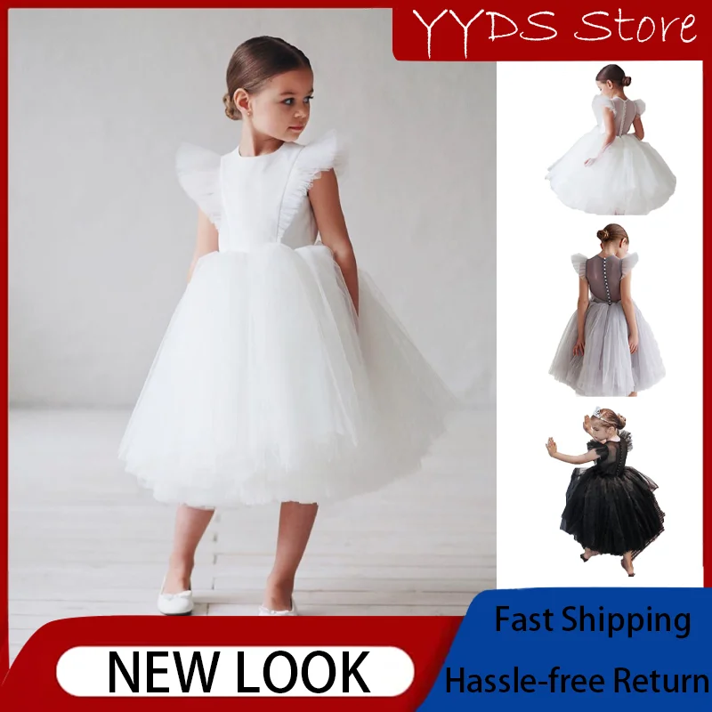 

Summer Girl Fly Sleeve Dress Spanish Style Mesh Dress Skirt Party Flower Girl Performance Dress Girl Dress