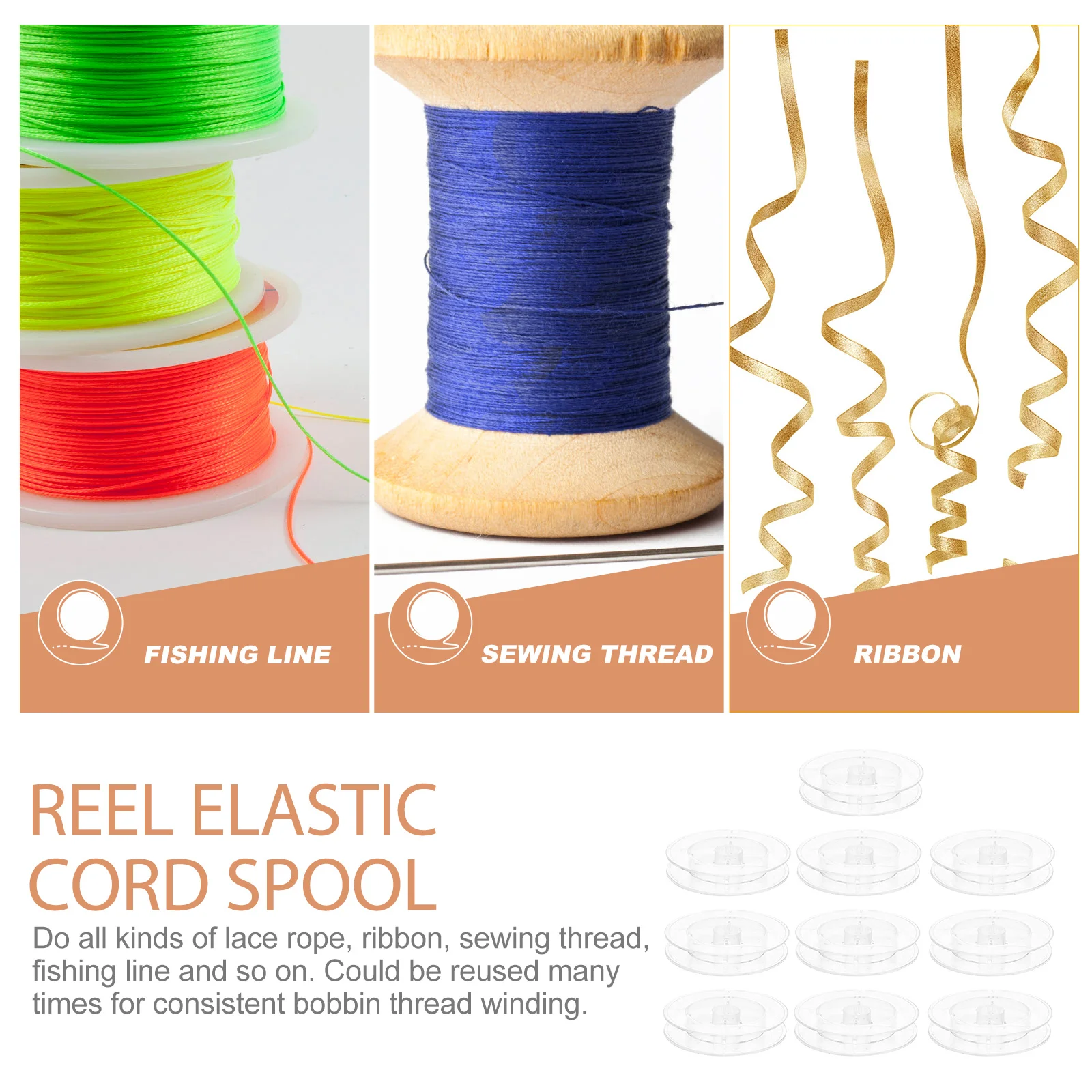 

10pcs Plastic Thread Spools Bobbin Wire Storage Reusable Sewing Machine Empty Bobbins Craft Cord Organizer Round Replacement