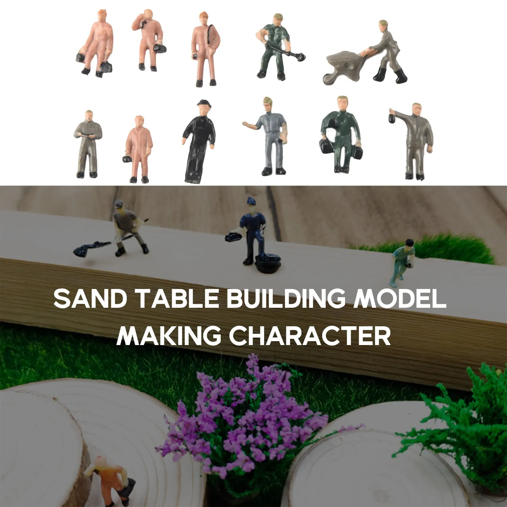 25 peças 1:87 estatuetas pintadas em miniatura de trabalhadores ferroviários com balde e escada