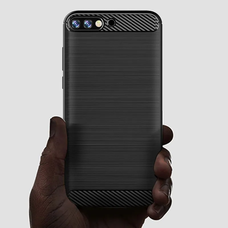 Matte Silicone Case for Huawei Y7 Pro 2018 Shockproof Carbon Fiber Soft Back Cover for y7 prime 2018 Anti-knock frosted case